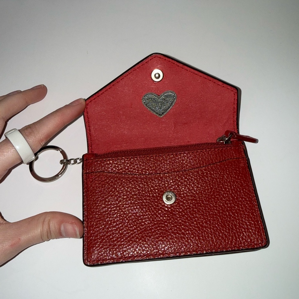 Coach Red Pebbled Leather Envelope Card Holder Keychain – Custom Patch - Picture 5 of 8